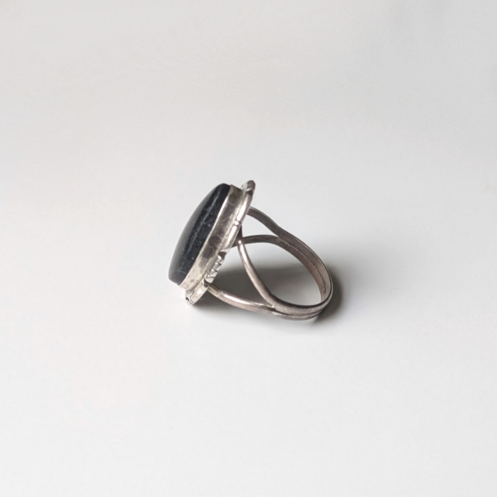 Navajo Native American D. Skeets ring Sterling silver Black Stone 925 - Picture 3 of 6